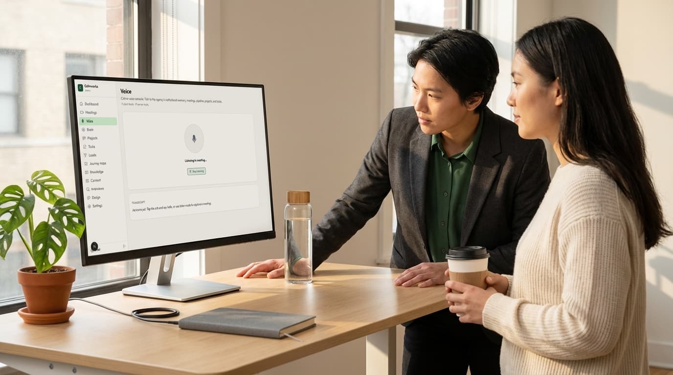 A team member in a focused Calmo voice interview